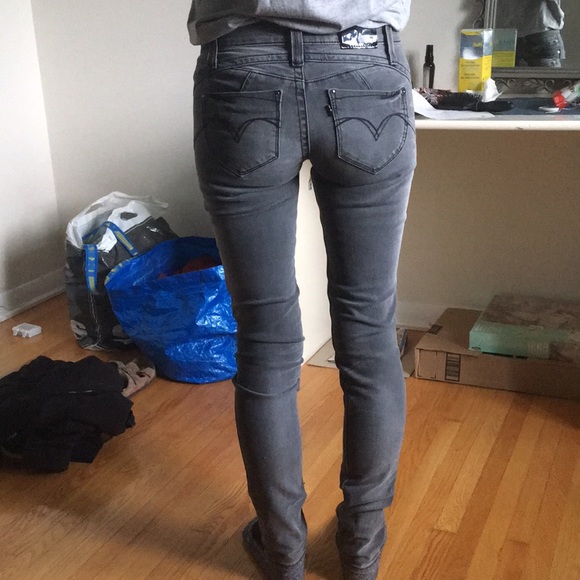 Gray Low Rise Skinny Jeans - Picture 4 of 4